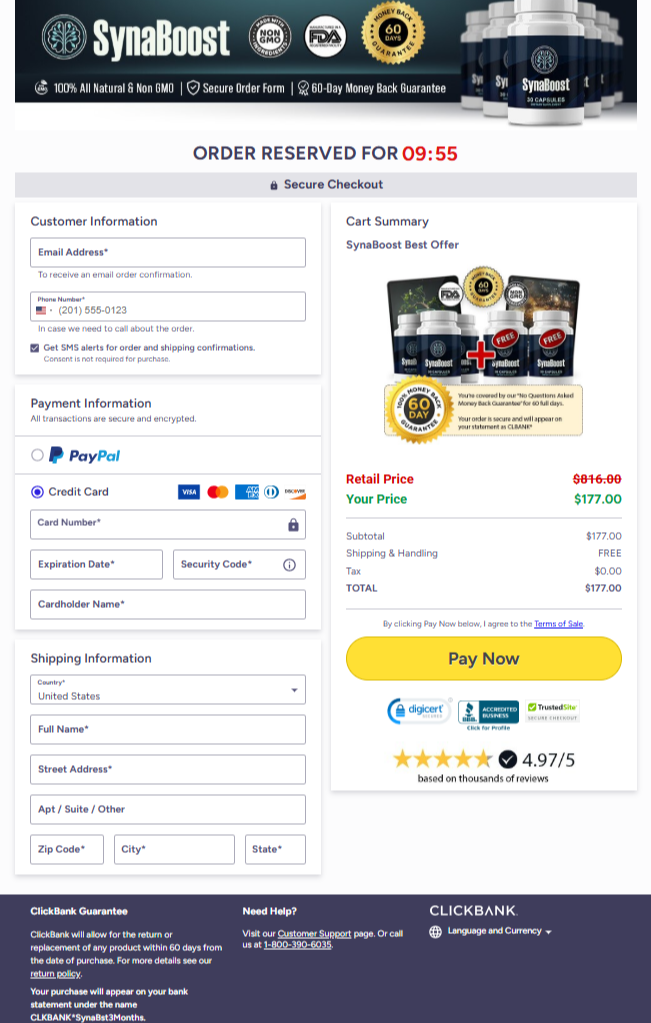Synaboost Official Website Secure Order Page